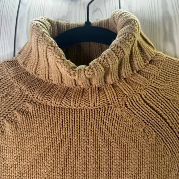 VTG Gap Y2K  Turtleneck Sweater Womens Small 2002 Chunky Cotton Blend Tan - Picture 3 of 7